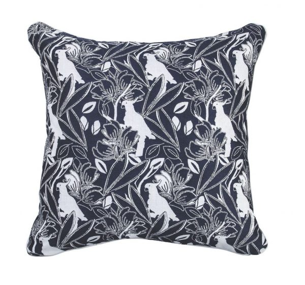 Beach Bird Denim 50 x 50cm Cushion with Natural Piping