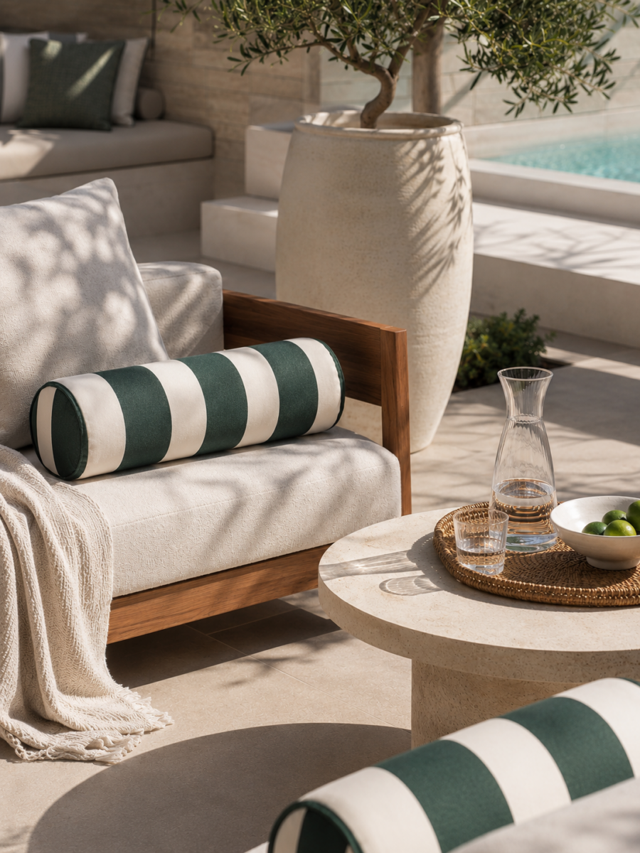3Beaches - Bar Stripe Emerald Fabric