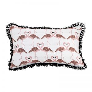 Jewel Flamingo Morganite 35 x 55cm Cushion with Black Eyelash Fringe