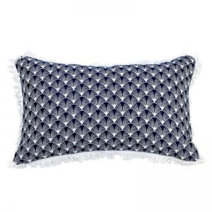 Jewel Scallop Sapphire 35 x 55cm Cushion with Natural Eyelash Fringe